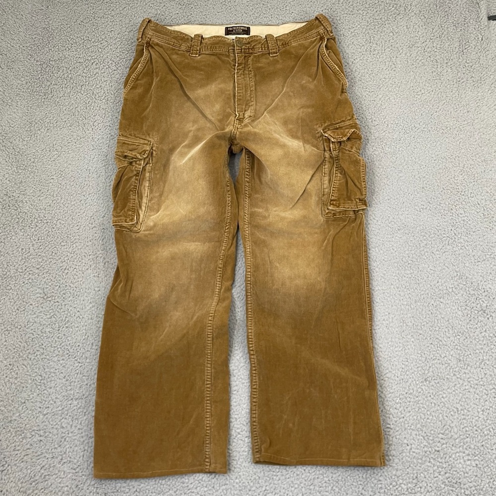 Abercrombie & Fitch VTG Cargo Pants 36x30.5  Tan Corduroy Gorpcore Baggy Skater